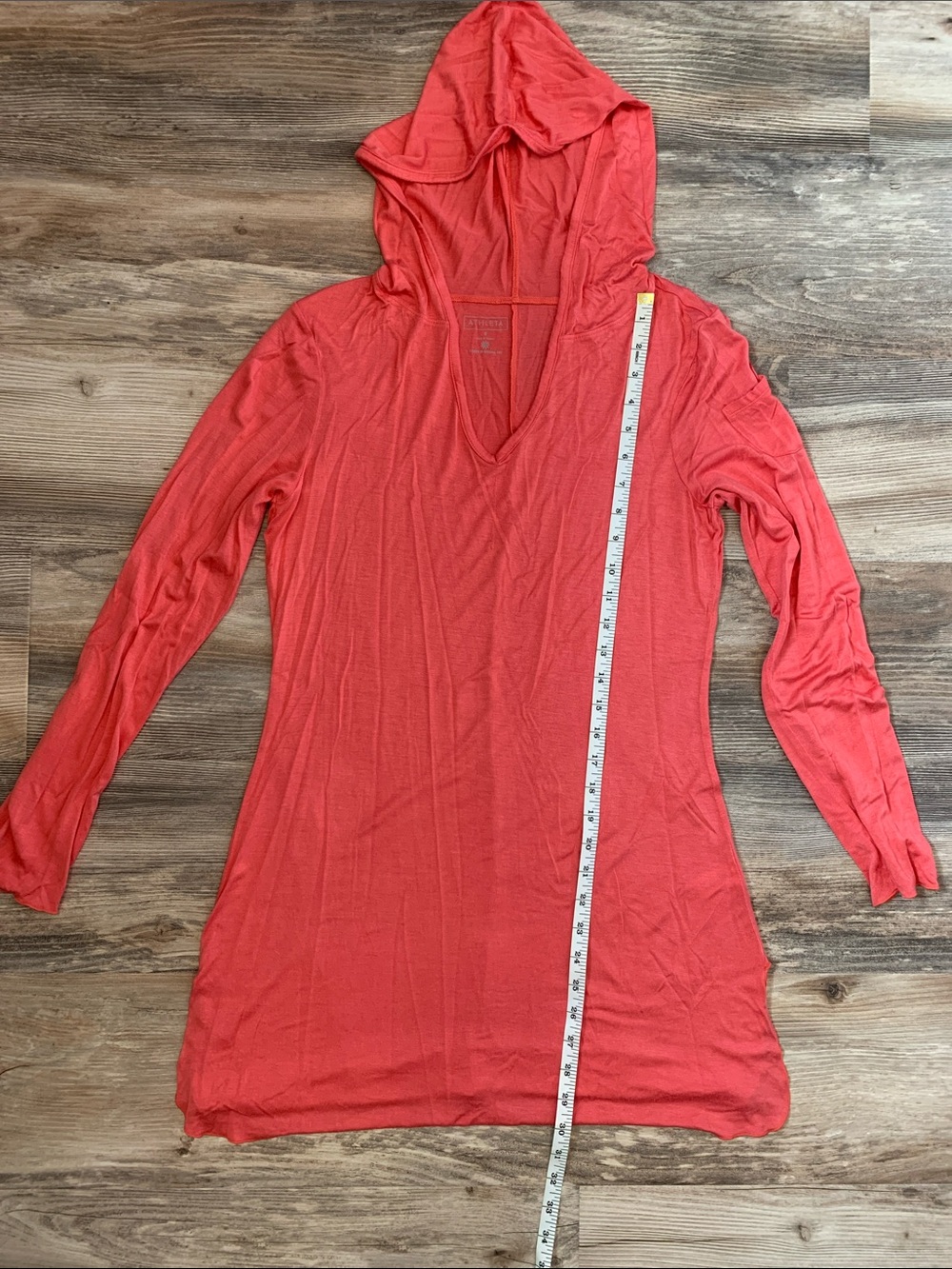 Athlete Lightweight Coral Hooded Long-Sleeve Tunic Top size S